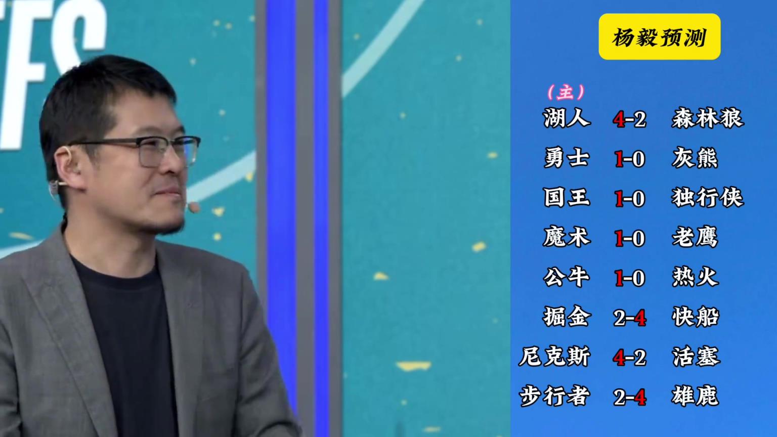 明燈來(lái)了！看看楊毅的季后賽預(yù)測(cè)：湖人4-2狼 快船4-2掘金
